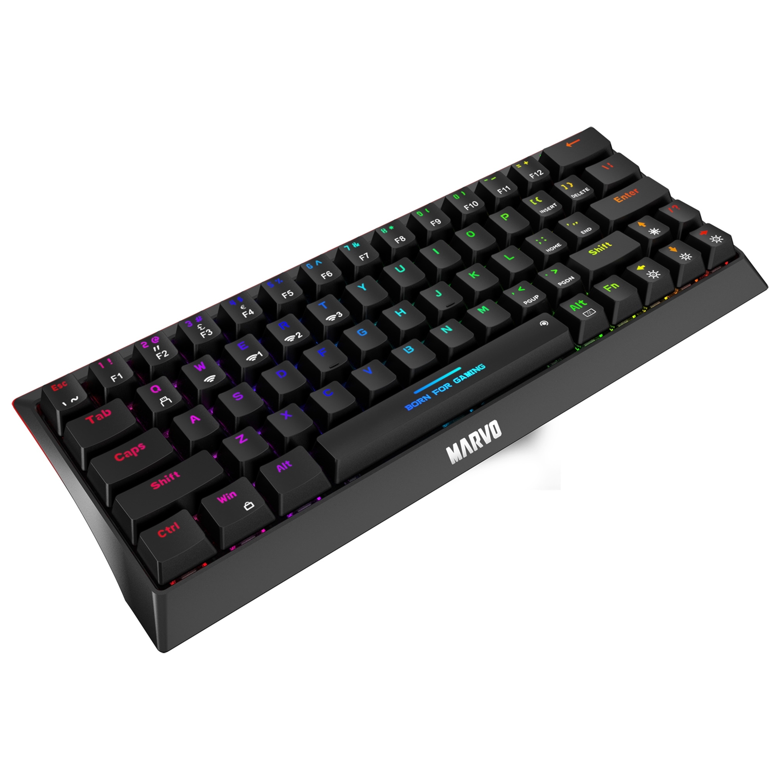 Marvo Scorpion KG962W-UK Tri-Mode Connection Wireless 60% TKL Mechanical Gaming Keyboard with Red Switches, 2.4GHz Wireless, Bluetooth or Wired, Rainbow Backlight, Anti-ghosting N-Key Rollover