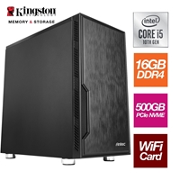 Intel i5-10400 6 Core 12 Threads 2.90GHz (4.30GHz Boost) CPU, 16GB Kingston DDR4 RAM, 500GB Kingston NVMe M.2, Antec VSK Chassis, Wi-Fi 6 + Bluetooth, FREE Keyboard & Mouse - Pre-Built PC